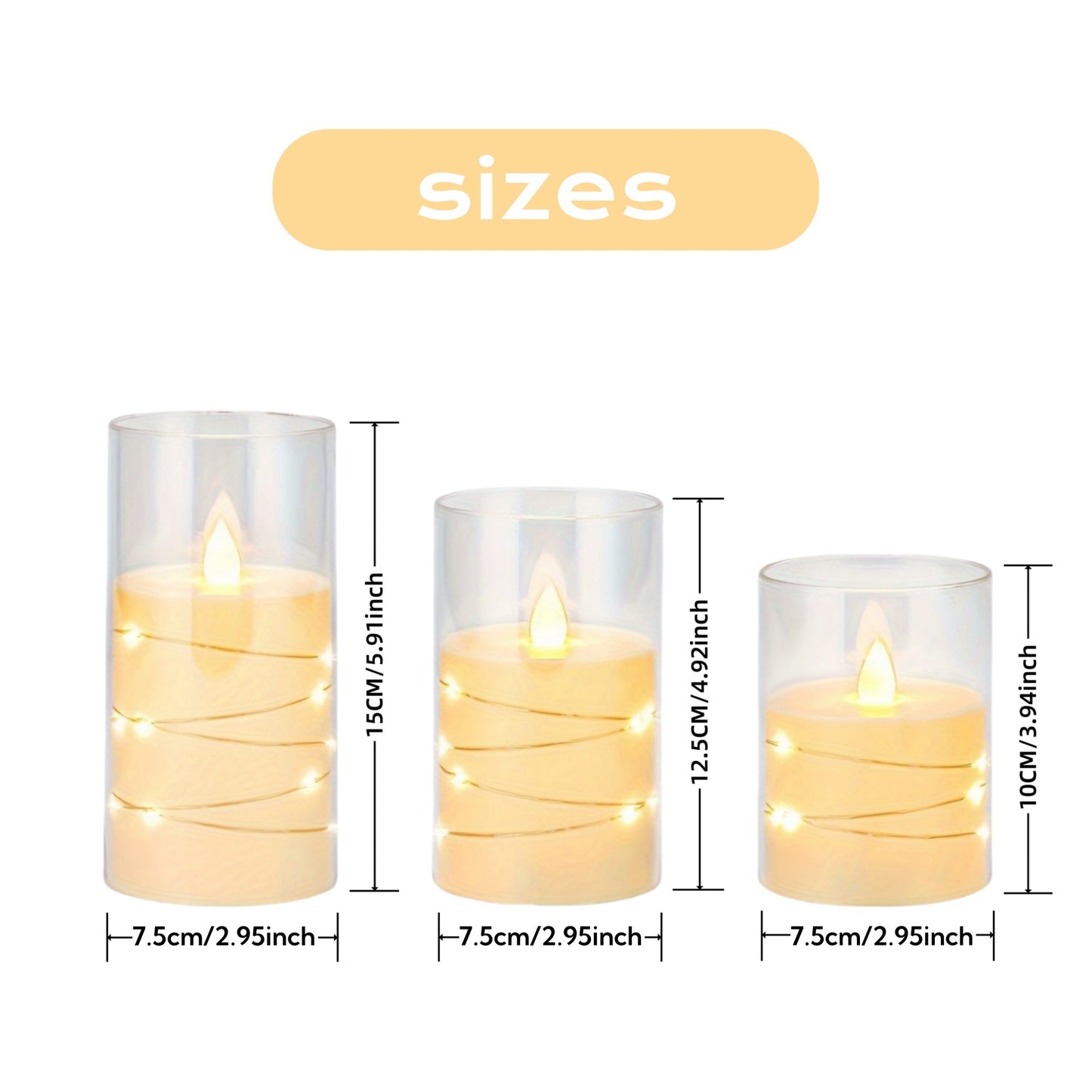 Bougies LED romantiques 3 pièces avec télécommande - Luminosité réglable et fonction de minuterie, idéales pour les soirées, les mariages et la décoration d'hôtel