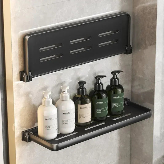 Étagère flottante rectangulaire pliable en métal multi-usage 1pc Noir