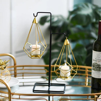 Floroux Geometric Hanging Candle Holder or Iron Vase | Modern Design | Versatile Decor