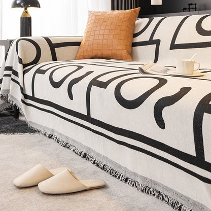 Couverture Throw Monochrome Chic en Chenille pour Canapé/Divan