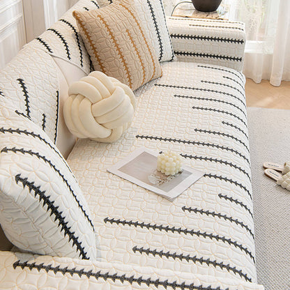 Texture française en coton lavé doux matelassé housse de canapé