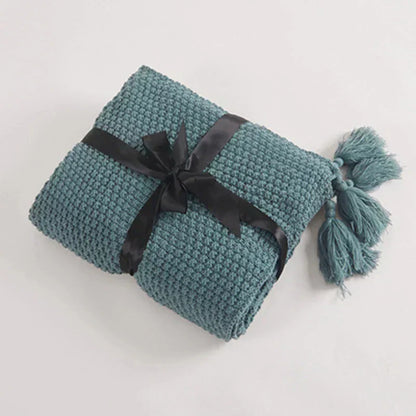 Floroux Couverture en laine tricotée avec des franges | Design nordique | Douillet & Élégant | Parfait pour la maison