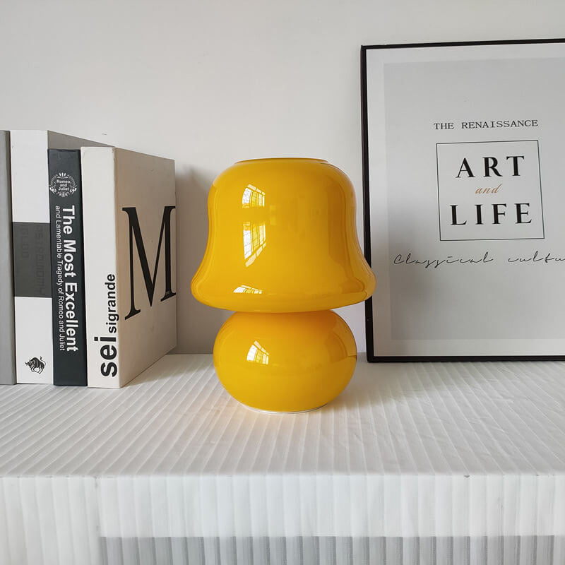 Floroux Lampe de Table en Verre | Design Français | Fait Main | Forme de Champignon | Décoration & Éclairage