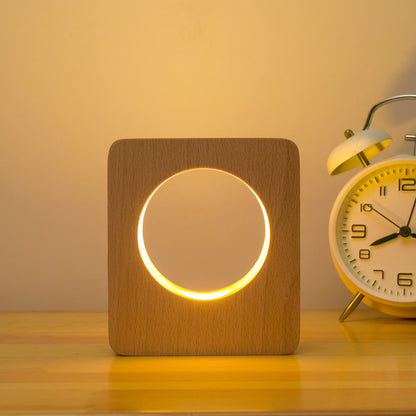 Lampe USB rechargeable en bois massif avec trou de bois
