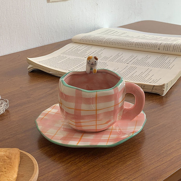 Ensemble de tasse et soucoupe peint à la main Floroux