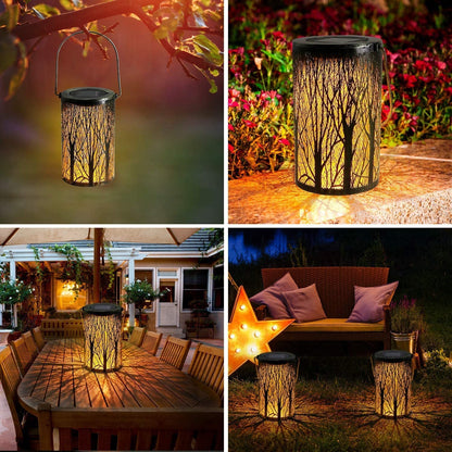 Floroux Art Deco Lampe Solaire | Design Cylindre | Fer & LED | Éclairage de Jardin