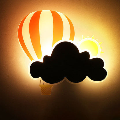 Floroux LED Applique Murale | Design Créatif de Montgolfière & de Nuage | Pour Chambre d'Enfant | Lumière Blanc Chaud & Blanche