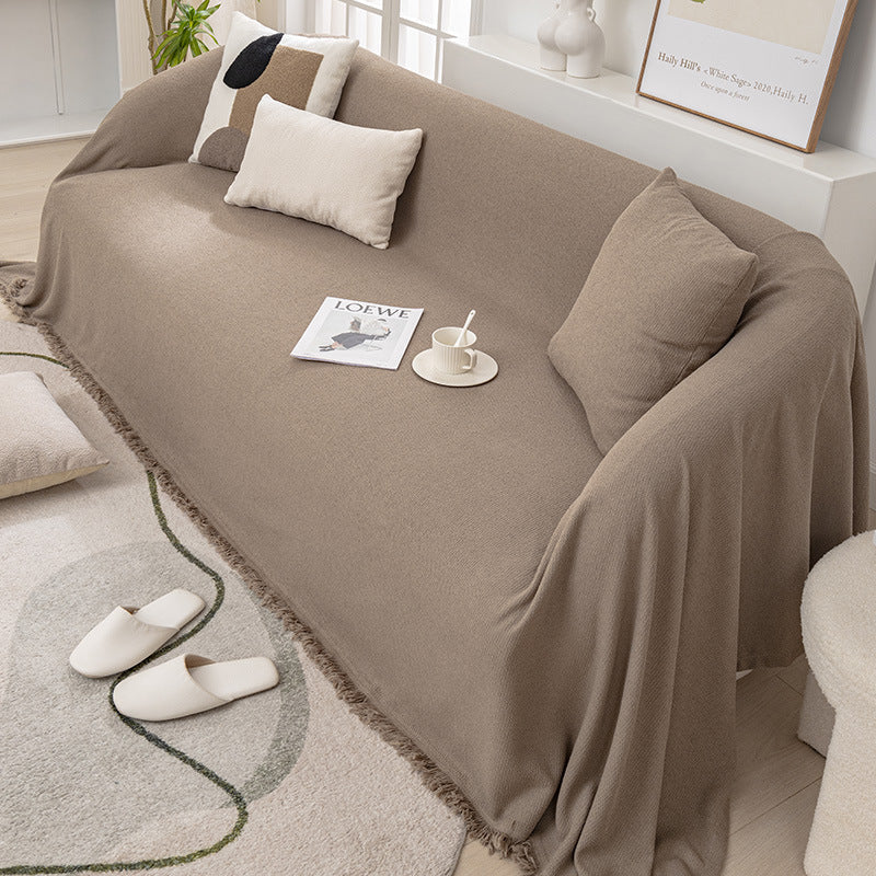 Couverture de sofa/canapé réversible en chenille doux léger