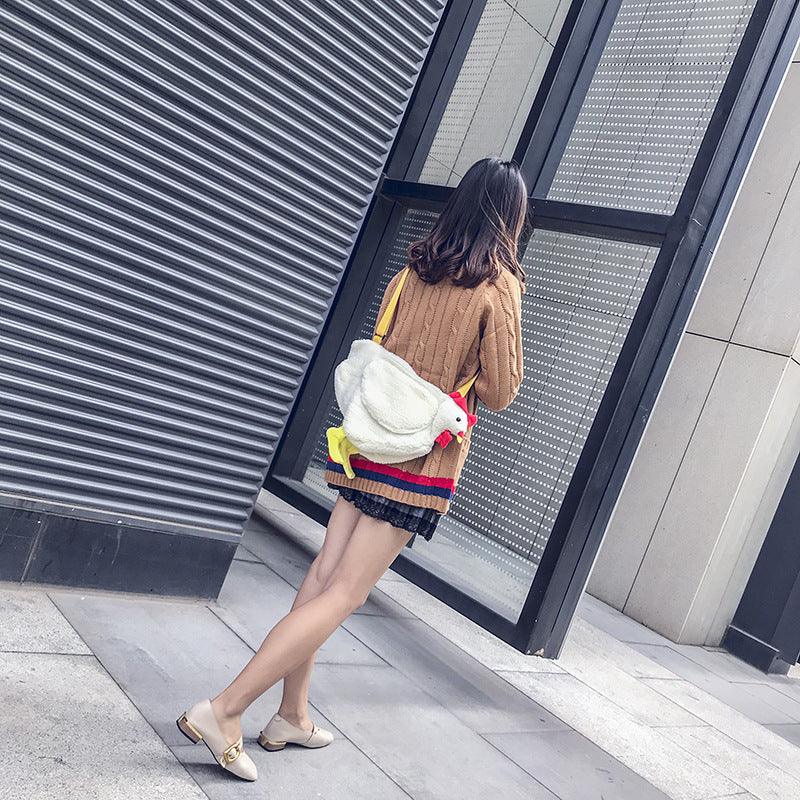 Floroux - Sac à épaule en peluche mignon au design de poule pour tous les jours