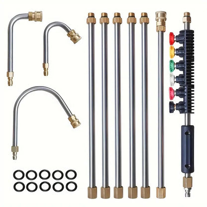 Kit de lance télescopique pour nettoyeur haute pression 4000 PSI pour un nettoyage facile des gouttières, toits et murs