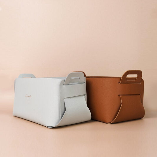 Bacs de rangement en simili cuir