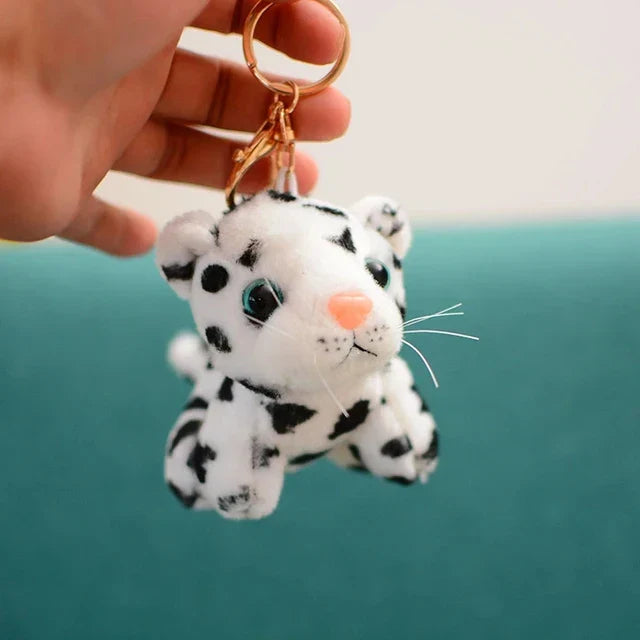 Floroux - Mignonne porte-clés en peluche au design tigre et léopard
