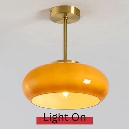 11" Lumière de plafond semi-encastrée vintage avec abat-jour en verre orange