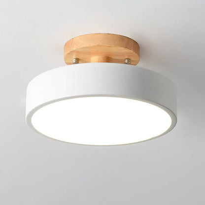 Floroux Glow Plafonnier LED Rond avec Accent en Bois