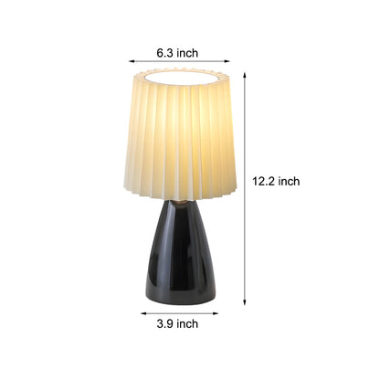30cm Tissus plissés - Lampe de table avec base en verre et USB, Dimmable avec 1 point lumineux