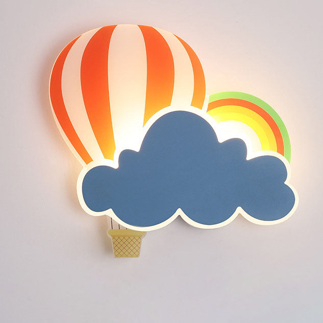 Floroux LED Applique Murale | Design Créatif de Montgolfière & de Nuage | Pour Chambre d'Enfant | Lumière Blanc Chaud & Blanche