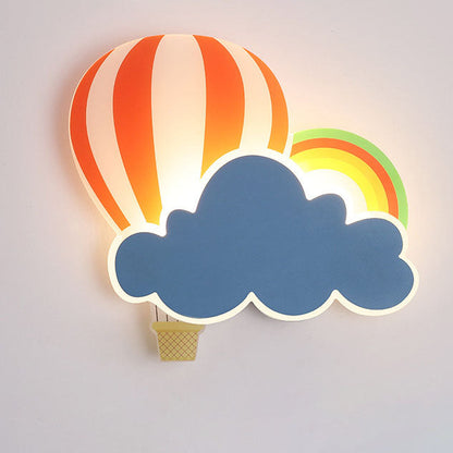 Floroux LED Applique Murale | Design Créatif de Montgolfière & de Nuage | Pour Chambre d'Enfant | Lumière Blanc Chaud & Blanche