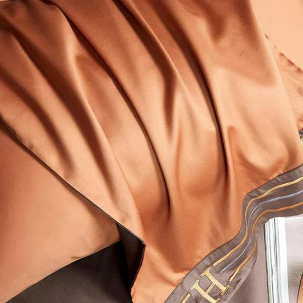 Ensemble de literie en coton satiné brodé - Luxora