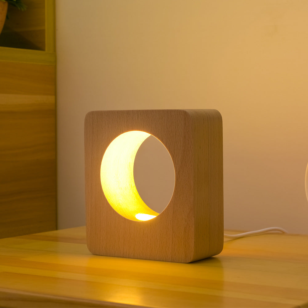 Lampe USB rechargeable en bois massif avec trou de bois