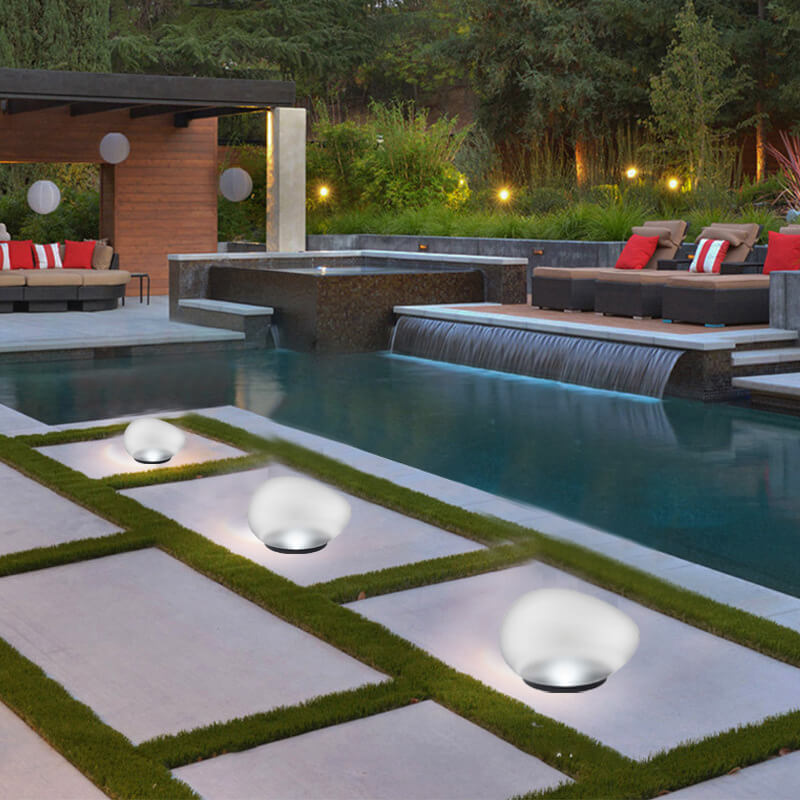 Floroux Solar LED Lampe d'extérieur | Verre sablé au design de galets | Éclairage de jardin durable