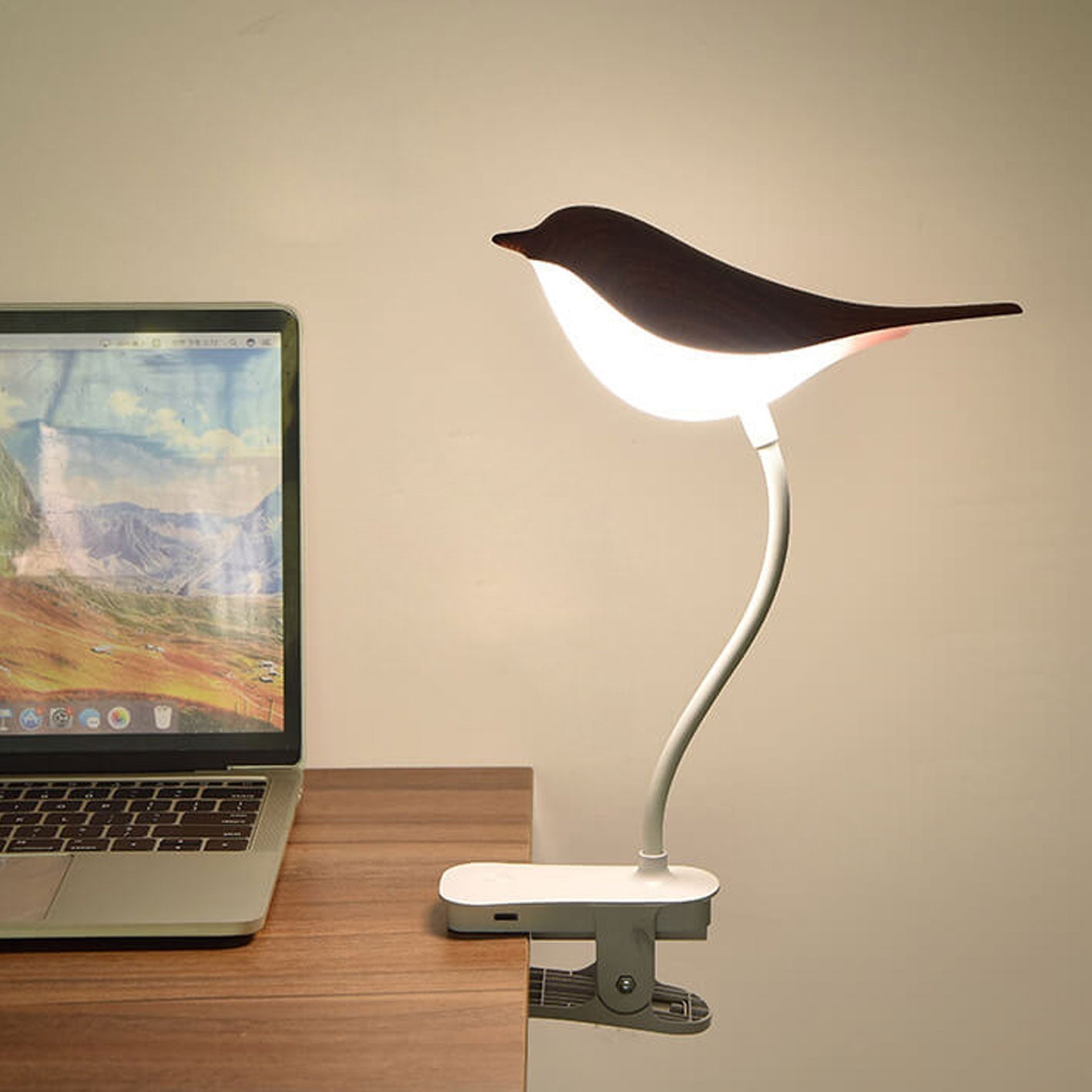 Floroux LED Table Lamp Nordic | USB Charge | Night Light with Bird Clip | Modern Design