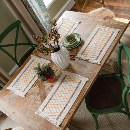 Set de 4 sous-verres en corde de chanvre tissée à motif géométrique