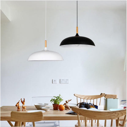 Floroux Modern Pendant Light | Wood-Metal Design | LED Lamp | Dome Style | Various Sizes and Colors