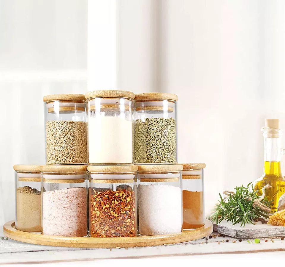Set de bocaux en verre de 12 pièces avec couvercle en bambou