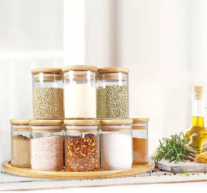 Set de bocaux en verre de 12 pièces avec couvercle en bambou