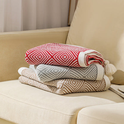 Couverture à franges géométriques chics