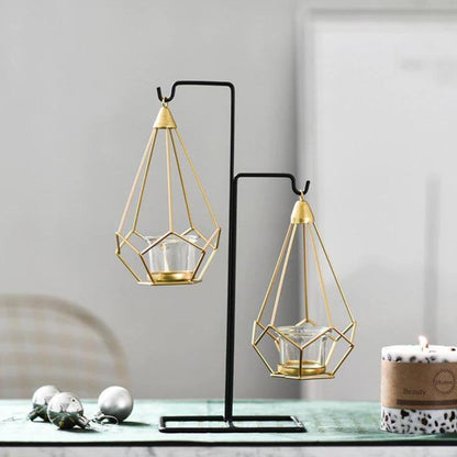 Floroux Geometric Hanging Candle Holder or Iron Vase | Modern Design | Versatile Decor