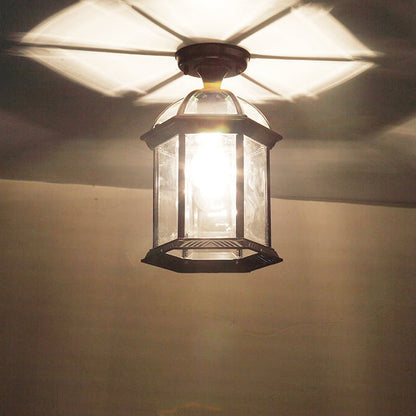 Floroux Outdoor Ceiling Light | Waterproof | Hexagonal Design | Semi-Recessed Mounting
