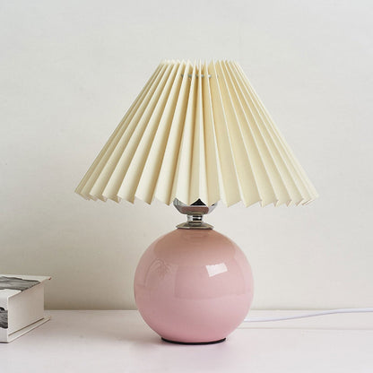Floroux Pleated Design Table Lamp | Ceramic Base | Ambient Light | Minimalist Design | Interior Decorator