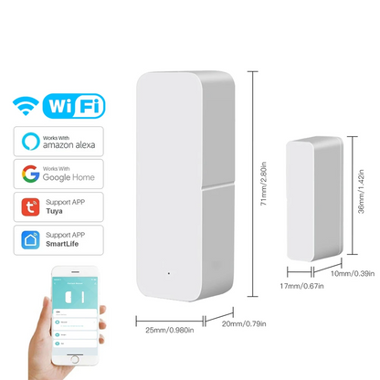 Capteur de porte et de fenêtre intelligent Tuya - Détection d'entrée Wifi Contrôle via SmartLife Google Alexa Apps