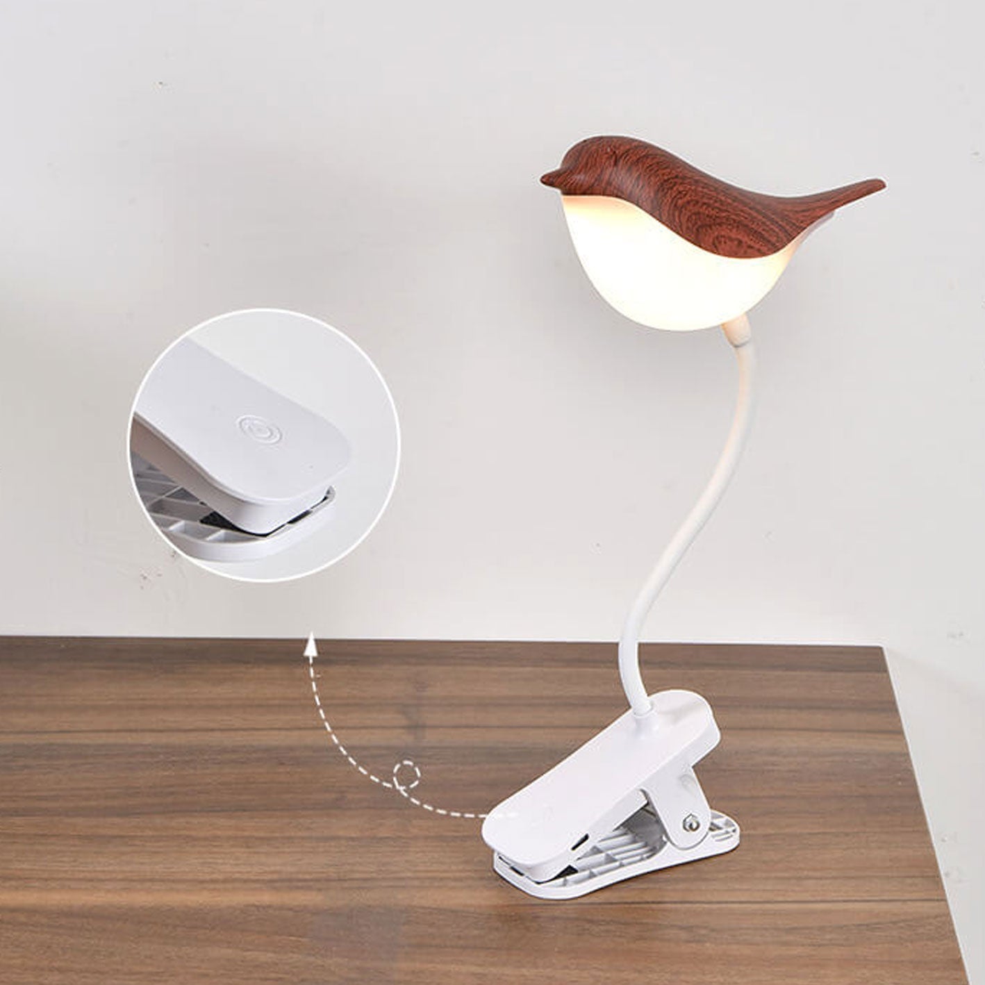 Floroux LED Table Lamp Nordic | USB Charge | Night Light with Bird Clip | Modern Design