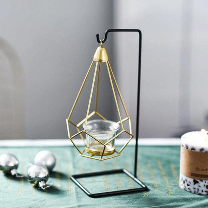 Floroux Geometric Hanging Candle Holder or Iron Vase | Modern Design | Versatile Decor