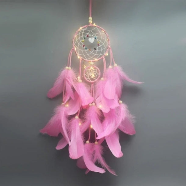 Floroux Fairy Light Dreamcatcher | Decorative Dreamcatcher with LED Lights | Ambient Light for the Home | Boho Decoration