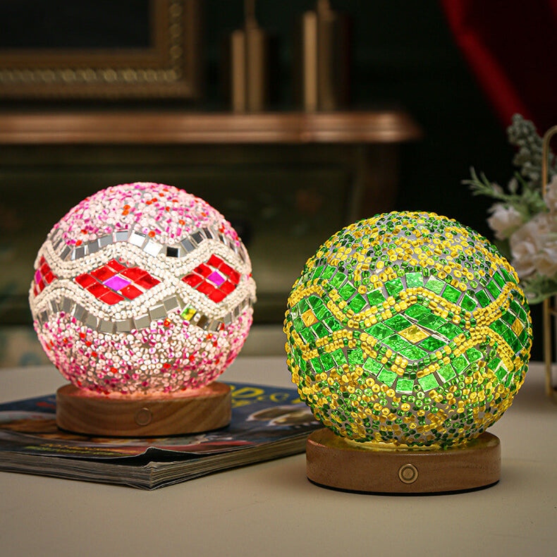 BohoCharm - Lampe de table USB moderne en bois et en verre