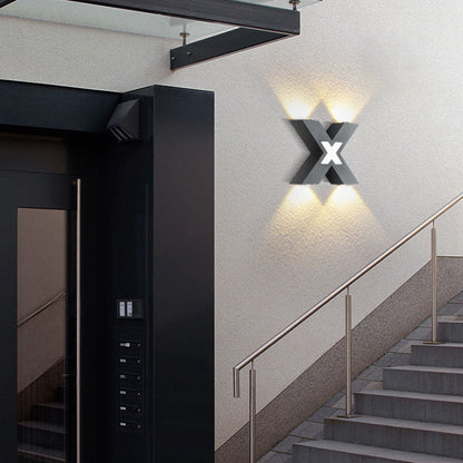 Applique LED étanche moderne en forme de X avec 4 lumières pour extérieur