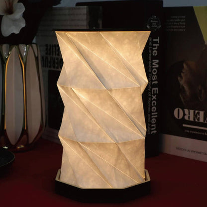 Lampe de nuit LED en bois rotatif