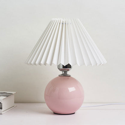 Floroux Pleated Design Table Lamp | Ceramic Base | Ambient Light | Minimalist Design | Interior Decorator