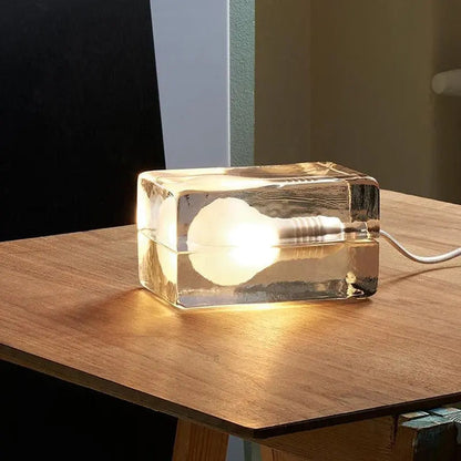 LumiCube - Lampe de table minimaliste avec cube en verre transparent