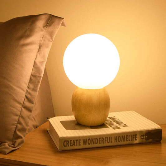 Floroux – Lampe de table élégante avec socle en bois naturel