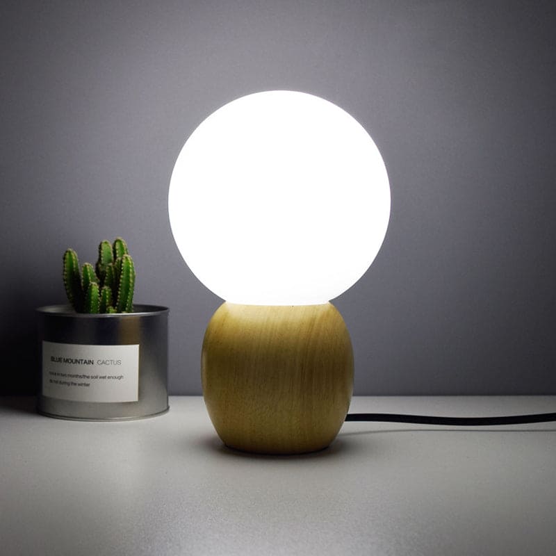 Floroux – Lampe de table élégante avec socle en bois naturel