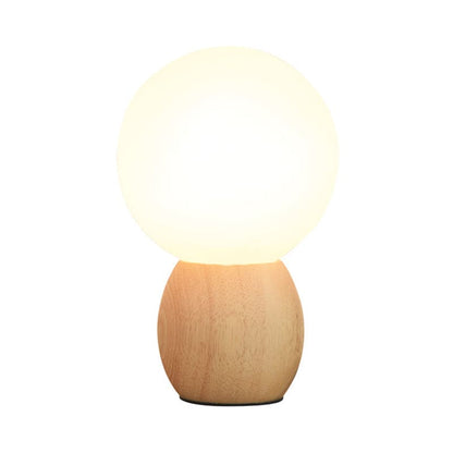 Floroux – Lampe de table élégante avec socle en bois naturel