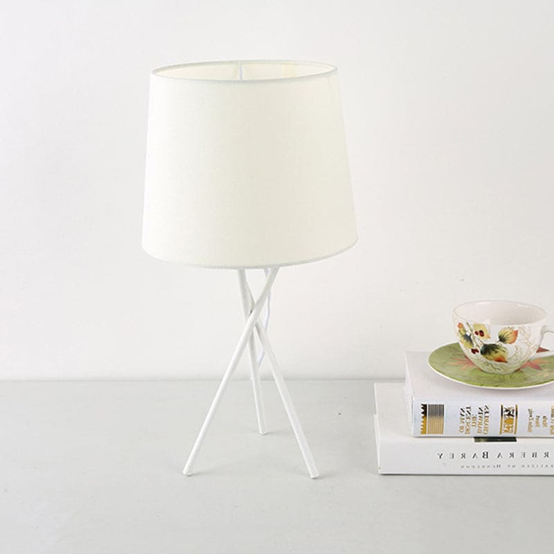 Floroux - Lampe de table minimaliste avec abat-jour en tissu tambour