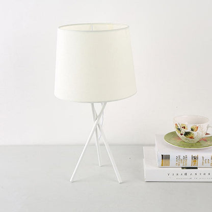 Floroux - Lampe de table minimaliste avec abat-jour en tissu tambour