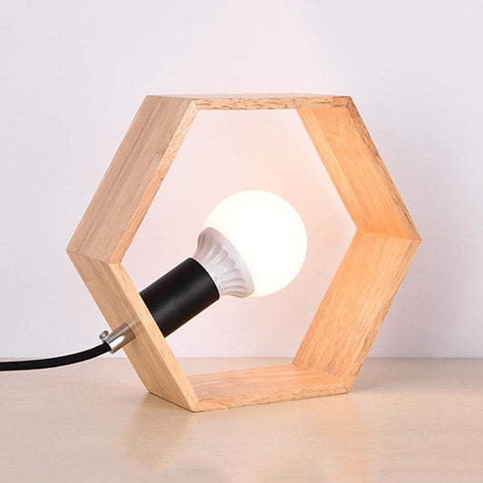Floroux – Lampe de table en bois hexagonal mince pour une lueur chaleureuse