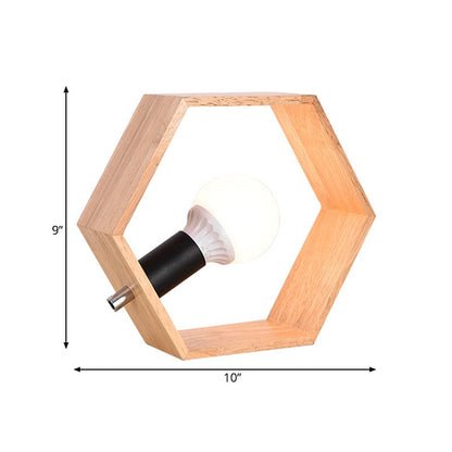 Floroux – Lampe de table en bois hexagonal mince pour une lueur chaleureuse