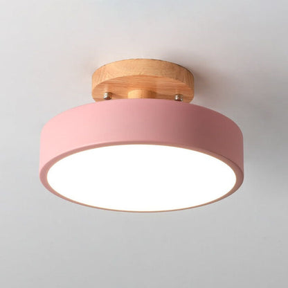 Floroux Glow Plafonnier rond LED avec accent en bois